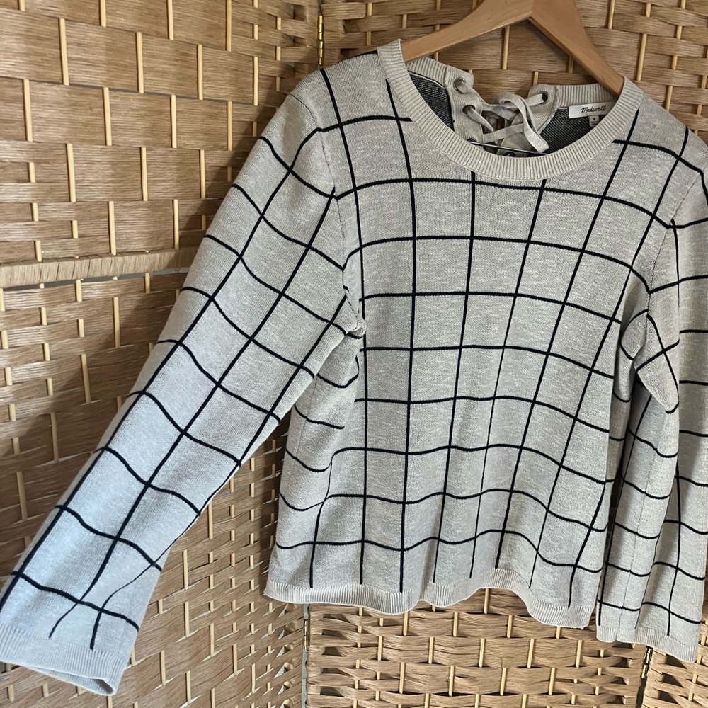 Madewell Grid Lace-Back Sweater - Picture 8 of 12